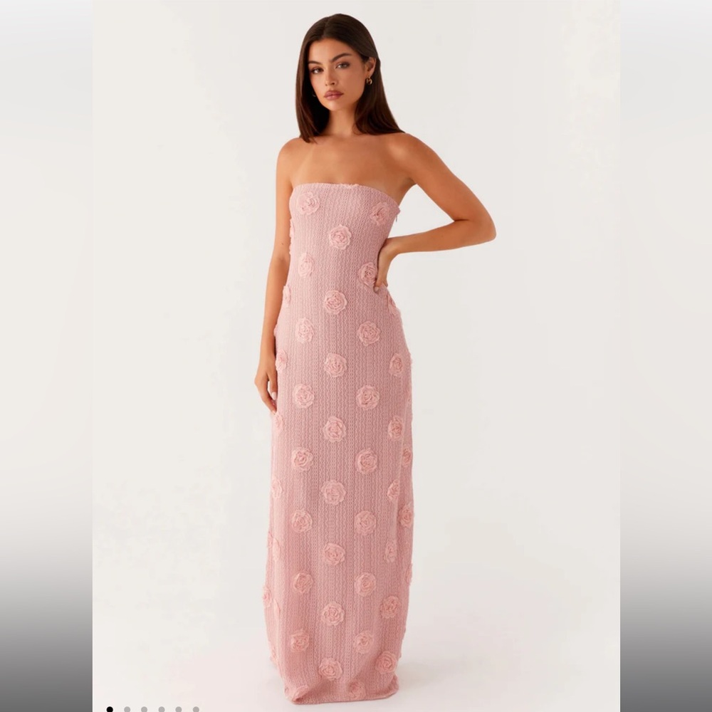 Peppermayo Holly Maxi Dress Pink Rosette Dress